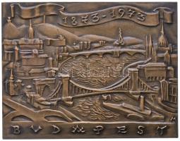 Madarassy Walter (1909-1994) 1973. "Budapest 1873-1973" Centenáriumi Br plakett eredeti daományozói dísztokban (75x98mm) T:1 Hungary 1973. "Budapest" commemorative Br plaque in roginal box. Sign: Walter Madarassy (75x98mm) C:UNC