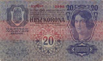 1913. 20K román ellenbélyegzővel, szabálytalanul: ellenkező osztrák oldalon ráütve! T:II-