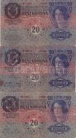 1913. 20K (3x) román ellenbélyegzővel T:II-,II/III