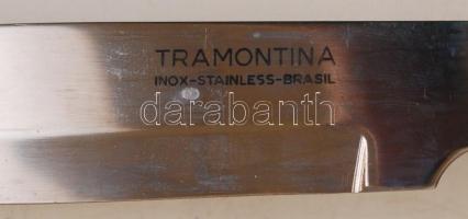 Tramontina zsigerelő kés, jelzett, bőr tokban, h:27 cm