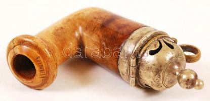 Minkus márkájú réz betétes tajtékpipa, jelzett, jó állapotban, m:5 cm, h:7 cm /Antique meerschaum wi...