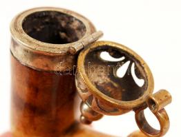 Minkus márkájú réz betétes tajtékpipa, jelzett, jó állapotban, m:5 cm, h:7 cm /Antique meerschaum wi...
