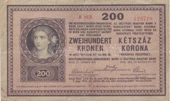 1918. 200K "sorozatszám A, 2000 alatt, hátoldal sima" T:II/III+ R! sorszám lefelé csúszva!