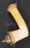 Adler márkájú díszes fém betétes tajtékpipa, jelzett, jó állapotban, m:9 cm, h:7 cm /Antique meerschaum with copper top