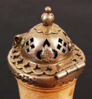 Adler márkájú díszes fém betétes tajtékpipa, jelzett, jó állapotban, m:9 cm, h:7 cm /Antique meersch...