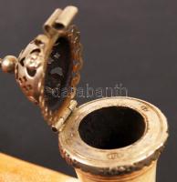 Adler márkájú díszes fém betétes tajtékpipa, jelzett, jó állapotban, m:9 cm, h:7 cm /Antique meersch...