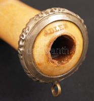 Adler márkájú díszes fém betétes tajtékpipa, jelzett, jó állapotban, m:9 cm, h:7 cm /Antique meersch...