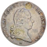 Olasz Államok / Milánó 1792M Tallér Ag "II. Lipót" (29.2g) T:2- lyuktömött Italian States / Milan 1793M. Crocione (Kronenthaler) Ag "Leopold II" (29.2g) C:VF plugged hole Davenport 1389.