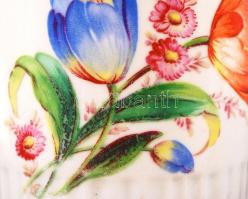 Zsolnay virágmintás bögre és csupor, kisebb hibákkal, m: 9,5 cm, m: 11,5 cm