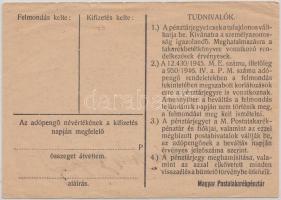 1946. 100.000AP nem kamatozó Pénztárjegy "Másra Át Nem Ruházható" T:III
Adamo P58