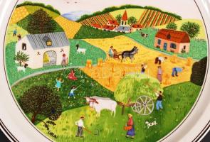 2 db Villeroy & Boch falitányér, Gérard Laplau kortárs naiv festő képeivel, d: 23 cm