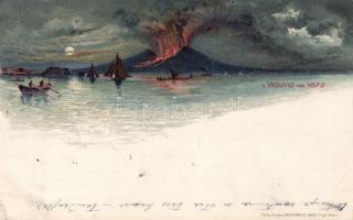 Naples, Napoli; Mount Vesuvius eruption, boats (EK)
