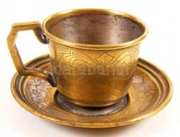 Gazdagon díszített hiányos mokkás készlet, jelzett (M.Jarra), fém, kopott