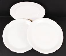Zsolnay porcelán tál, 3 db, kisebb mázhibákkal, kopással, h: 28 cm, d: 30 cm