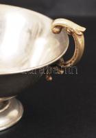 Szószos tál, fém, m:12 cm, d:15 cm fűszertartó, üveg betét nélkül, fém, d:7 cm