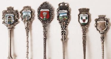 6 db ezüst (Ag) kanál városok címereivel, jelzett, br: 59 gr /
6 silver spoons