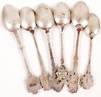 6 db ezüst (Ag) kanál városok címereivel, jelzett, br: 59 gr /
6 silver spoons