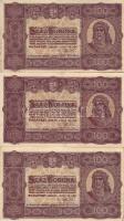 1923. 100K (3x) T:II+ Csak egyszer hajtva!