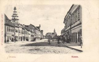 Kassa, Fő utca, épülő templomtorony; László Béla kiadása / main street, church construction (Rb)