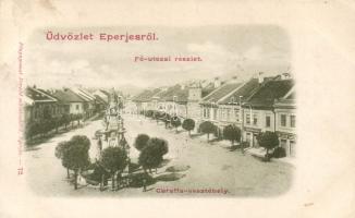 Eperjes, Fő utca, Caraffa-vesztőhely / main street, Caraffa's scaffold (ázott sarok / wet corner)