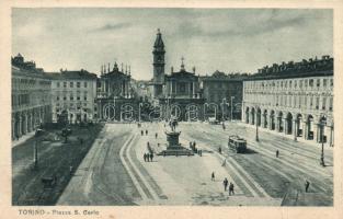 Torino, Piazza San Carlo, Cavallo di Bronzo, Chiesa di Santa Cristina e San Carlo /square, statue, churches, tram
