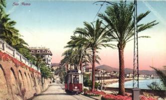 Sanremo, Restaurant Palace, tram, palm trees,