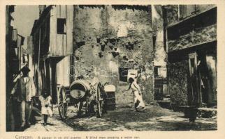 Curacao, old quarter, corner, blind man, water car