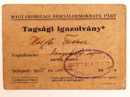 1928 Magyarországi Szociáldemokrata Párt tagsági igazolvány