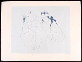 Amerigo Tot (1909-1985): Barátnők. Szitanyomat, papír, jelzett, 33×43 cm