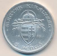 1938. 5P Ag &quot;Szent István&quot;, tanúsítvánnyal, a MÉF papírtokjában T:1- &lt;br/&gt;Adamo P8.1