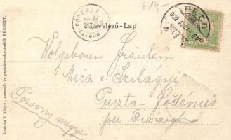 Pécs, Hadapród iskola, címer; Domján I. kiadása / coat of arms litho