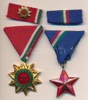 1988. "Közbiztonsági Érem" ezüst fokozata a rendőrség tagjai részére mellszalagon szalagsávval és igazolvánnyal, a kitüntetés koszorú része letört + 1970. "Felszabadulási Jubileumi Emlékérem" aranyozott Br csillag zománcozott medalionnal mellszalagon, szalagsávval és miniatűrrel T:2,1 NMK 550, NMK 712