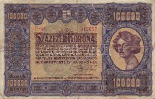 1923. 100.000K "Orell Füssli" T:III/IV