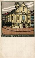 Budapest V. Ferences templom, Wiener Werkstätte stílusú művészlap s: Földes
