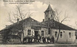 Olaszliszka, Társas Gyula vas- és fűszerkereskedése, népiskola; Társas Gyula kiadása