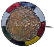 Osztrák-Magyar Monarchia / Német Birodalom 1916. "I. Ferenc József és II. Vilmos" zománcozott bronz patrióta jelvény (24mm) T:2,2- Austro-Hungarian Monarchy / German Empire 1916. "Franz Joseph & Wilhelm II" enamelled bronze patriotic badge (24mm) C:aXF