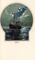 Adria, ship, Bruchsteiner és fia, litho