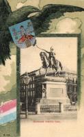 Zagreb, Spomenik Jelacica bana / Jelacic statue, coat of arms litho