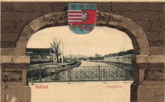 Kassa, Kosice, Malom árok; Nyulászi Béla kiadása; coat of arms litho