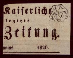 1826 Újságdarab osztrák szignettával