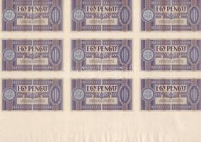 1938. 1P vízszintes összefüggő 9-es tömbben, alsó ívszél! T:I