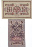 Oroszország 1905-18. 5 klf bankjegy T:II+,II Csak egyszer hajtva!