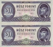 1975. 20Ft (2x) egymásutáni sorszámokkal T:I