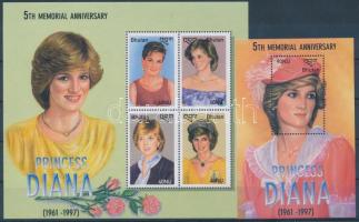 Lady Diana emlékére kisív + blokk, In memory of Lady Diana minisheet + block