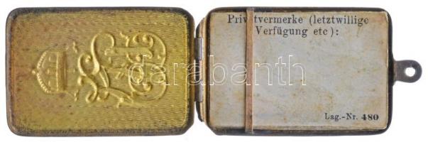 Osztrák-Magyar Monarchia 1906. I. Világháborús nyitható magyar katonai dögcédula rézből, angyalos ma...