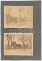 cca 1920-1930 Vívómester leckét ad, albumlapra felragasztva, a másik oldalon két hintós kép, 9x12 és...