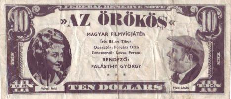 1960-as évek dekoratív 10$ színházpénz "Az örökös" - Pécsi Sándor, Váradi Hédi, Sinkovits Imre fotójával T:III/IV