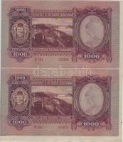 1943. 1000P "Szálasi" függőleges összefüggő párban, gyári ráncokkal, festékfoltokkal, elsz...