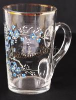 Balatonfüredi antik füles emlékpohár, zománc festett, hibátlan, m:11 cm