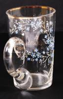 Balatonfüredi antik füles emlékpohár, zománc festett, hibátlan, m:11 cm